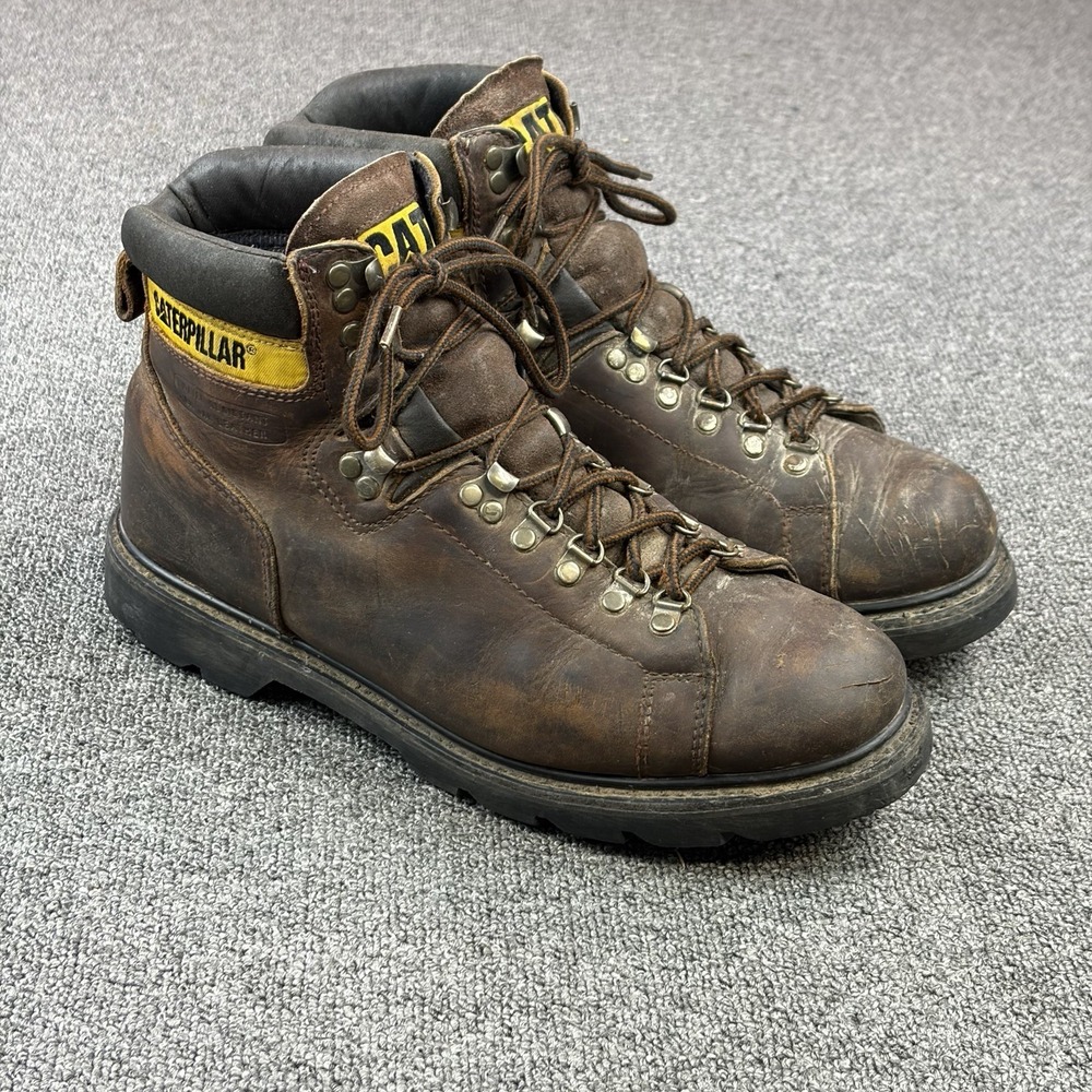 CATERPILLAR Work Boots Men's Sz US 13 M Safety Oil Water Resistant Brown Leather